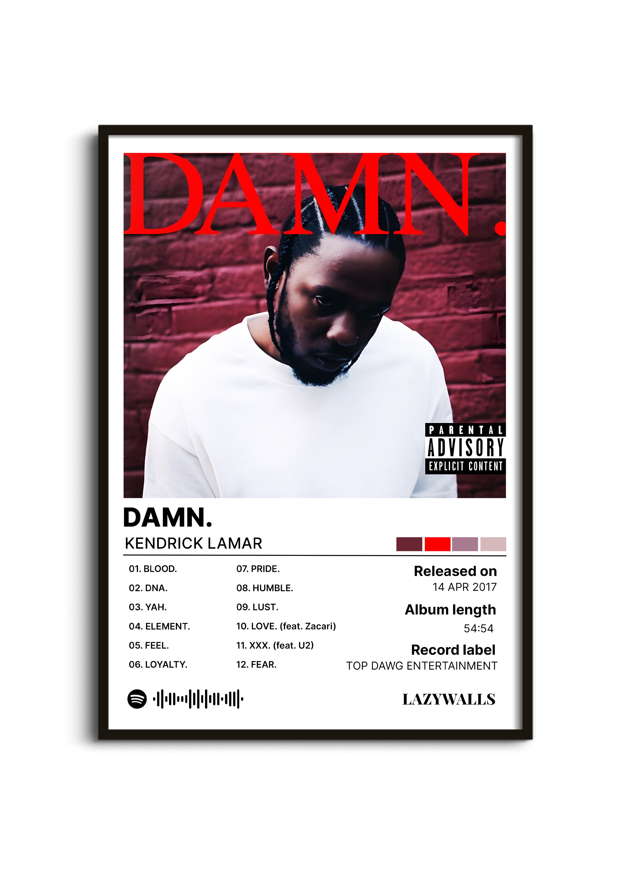 Kendrick Lamar DAMN. Album Wall Art Lazywalls